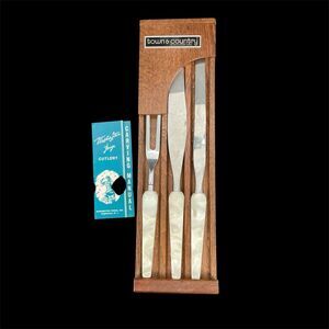 Town & Country Washington Forge 3 pc Carving Set Lucite Swirl Handles Fleetwood